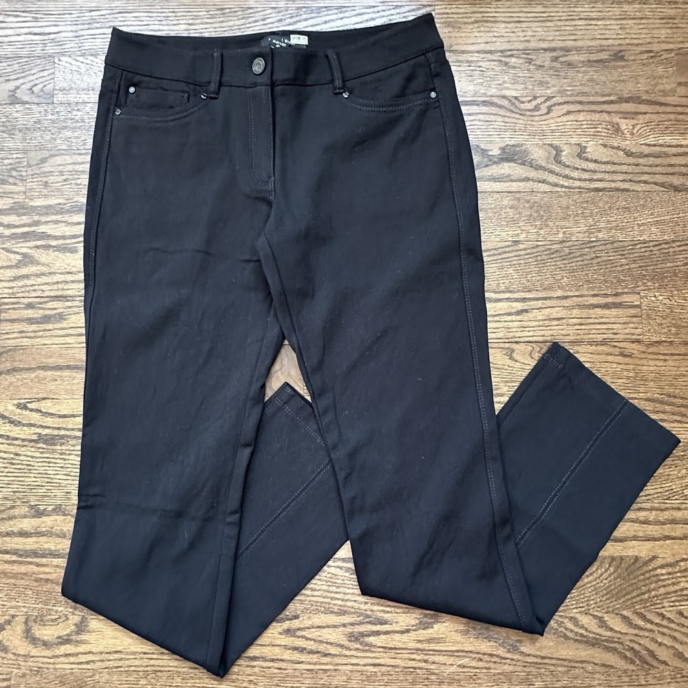 White House Black Market WHBM Slim Leg Chino Pants Black Womens 4 Regular